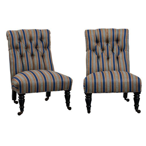 Sedia classica - PAIR OF SLIPPER   - F. SCHUMACHER & CO. - da esterno / in tessuto / con supporto in legno