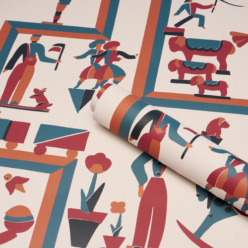 Carta da parati contemporanea - VALLY CIRCUS   - F. SCHUMACHER & CO. - in tessuto non tessuto / a motivi / aspetto tessuto