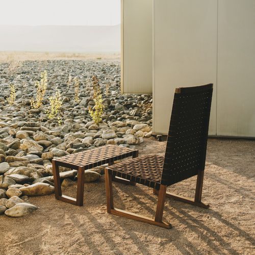 Sedia visitatore contemporanea - SERENA - Andreu World - da esterno / in noce / a slitta