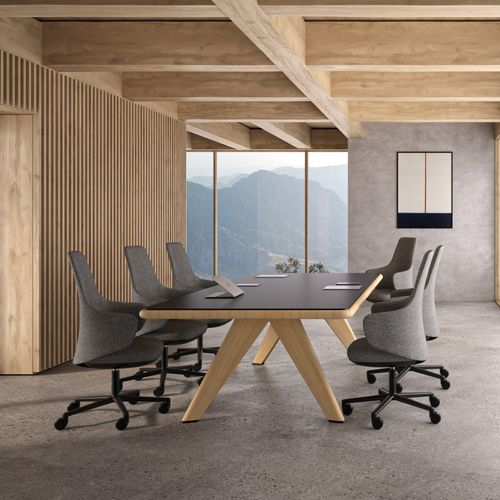 Sedia contemporanea - CALMA - Andreu World - in tessuto / in pelle / in legno