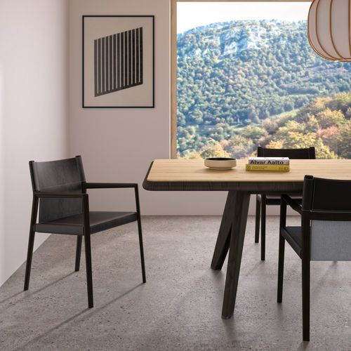 Sedia visitatore contemporanea - CASTA - Andreu World - in pelle / in frassino / in legno