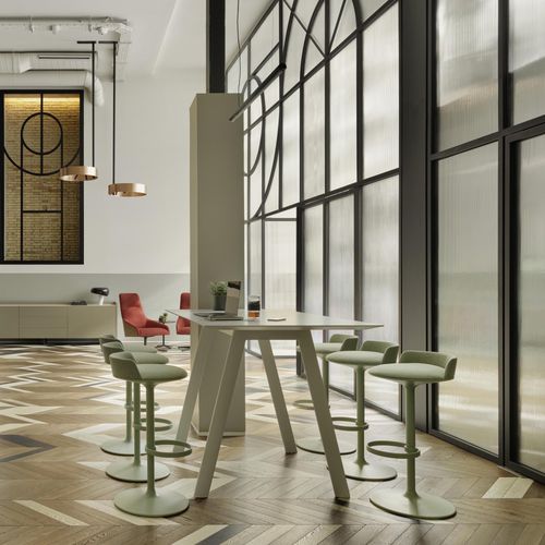 Sgabello contemporaneo - HULA - Andreu World - in tessuto / in alluminio / con supporto in alluminio