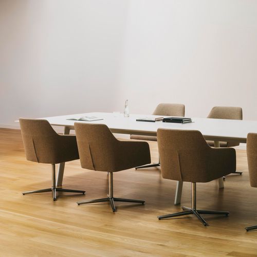 Tavolo da lavoro contemporaneo - RADIAL  - Andreu World - in rovere / con supporto in quercia / rettangolare