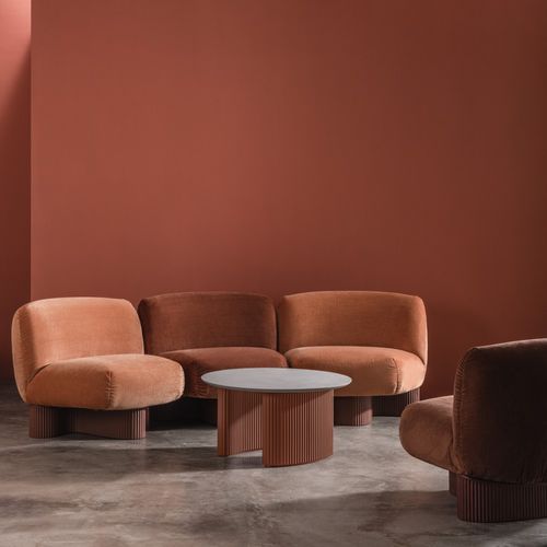 Tavolino basso contemporaneo - BOLETE - Andreu World - in rovere / con supporto in quercia / circolare