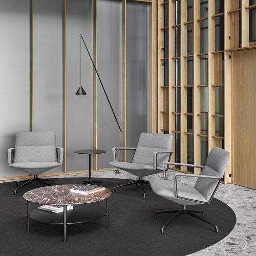 Tavolino basso contemporaneo - RUTA  - Andreu World - in rovere / con supporto in metallo / rotondo