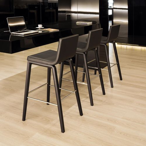 Sgabello da bar contemporaneo - LINEAL COMFORT - Andreu World - in pelle / in tessuto / con supporto in alluminio