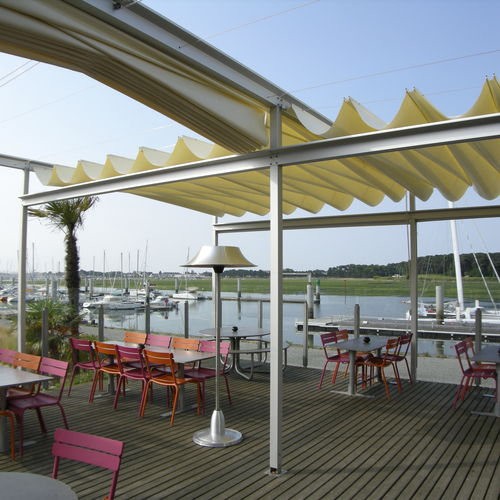 Pergola autoportante - ZIGZAG - Grand Voile - in alluminio / con copertura scorrevole in tela PVC / retrattile