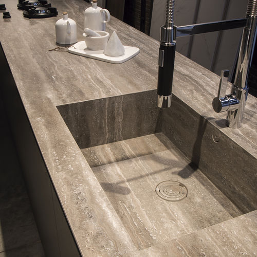 Piano di lavoro in gres porcellanato - GEO ITOP GRIS BUSH-HAMMERED - INALCO - da cucina / da bagno / da esterno