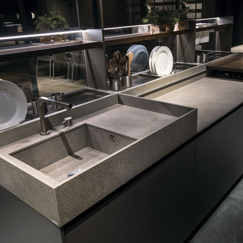 Piano di lavoro in gres porcellanato - JASPER ITOP MOKA BUSH-HAMMERED  - INALCO - da cucina / da bagno / da esterno