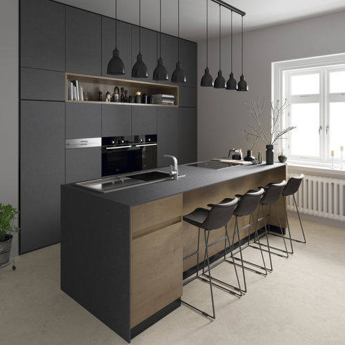 Piano di lavoro in gres porcellanato - BLOOM ITOP NEGRO BUSH-HAMMERED - INALCO - da cucina / da bagno / da esterno