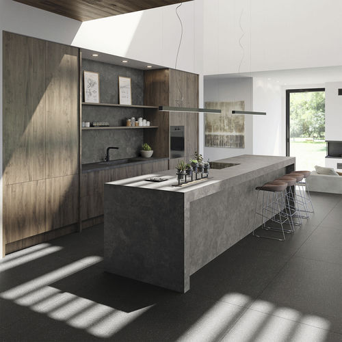 Piano di lavoro in gres porcellanato - MOON ITOP MARRÓN BUSH-HAMMERED - INALCO - da cucina / da bagno / da esterno