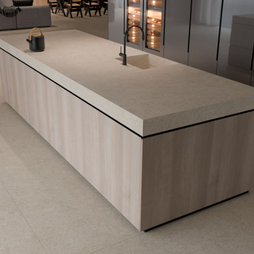 Piano di lavoro in gres porcellanato - ANANDA - INALCO - beige / testurizzato / con bordi quadrati