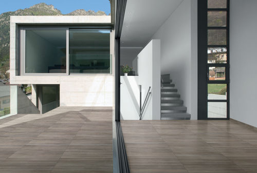 Piastrella in gres porcellanato - REALINK : STRIP WOOD GRIS - REALONDA - levigata / da esterno / per pavimento