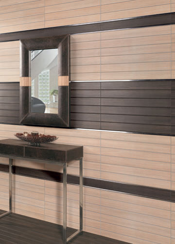 Piastrella in gres porcellanato - REALINK : STRIP WOOD HAYA & WENGE - REALONDA - levigata / da interno / da parete