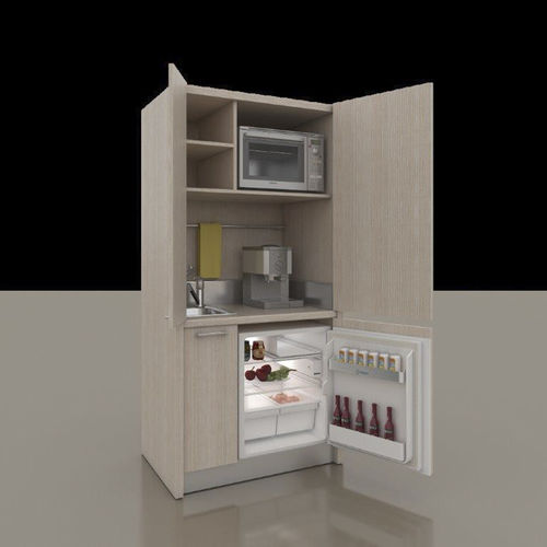 Mini cucina compatta - 46 - MOBILSPAZIO S.r.l - in legno / a scomparsa / con elettrodomestici integrati