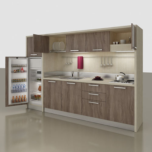 Mini cucina compatta - K-149 - MOBILSPAZIO S.r.l - in legno / a scomparsa / con elettrodomestici integrati