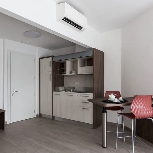 Mini cucina in melaminico - MOBILSPAZIO S.r.l - con impugnature / con porte battenti