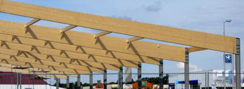 Trave in legno lamellare - Haas - a sezione rettangolare / ad arco / per coperture a doppia pendenza