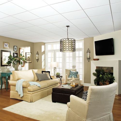 Controsoffitto in fibra minerale - BRIGHTEX  - Armstrong ceilings - USA - a quadrotte / per cucina / per home cinema
