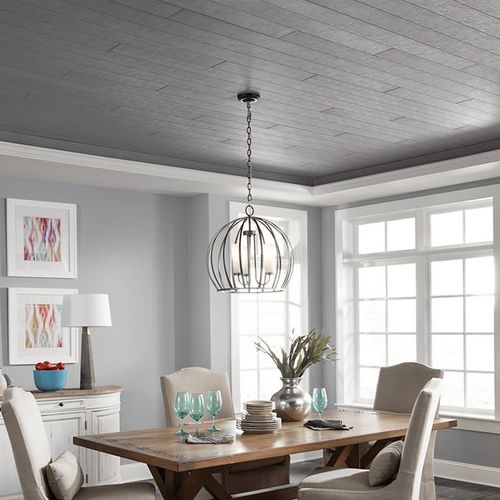 Controsoffitto in gesso - WOODHAVEN WOVEN CHARCOAL - Armstrong ceilings - USA - in MDF / a doghe / per sala da pranzo