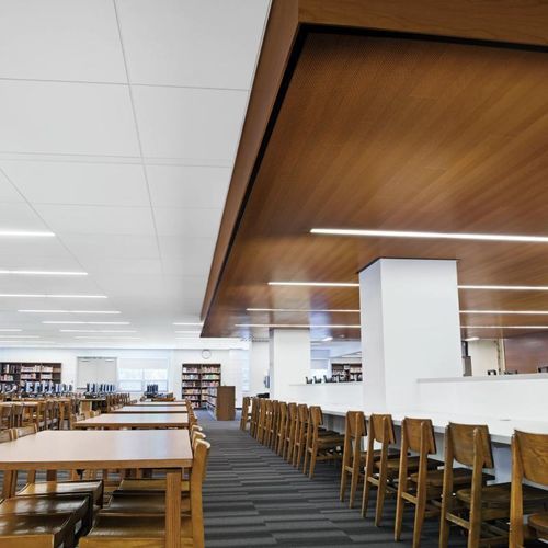 Controsoffitto impiallacciato in legno - WOODWORKS&reg; CHANNELED TEGULAR - Armstrong ceilings - USA - indoor / acustico / di lunga durata