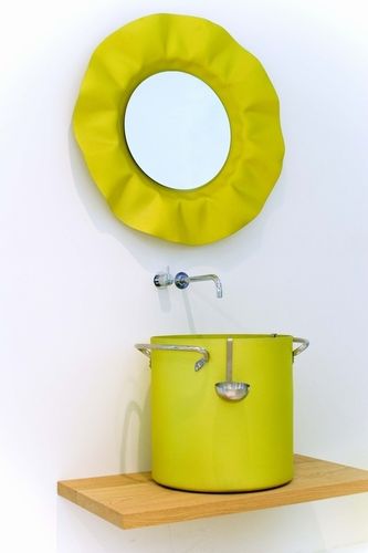 Lavabo da appoggio - CHEF - Rapsel International Srl - in alluminio / con specchio regolabile / rotondo