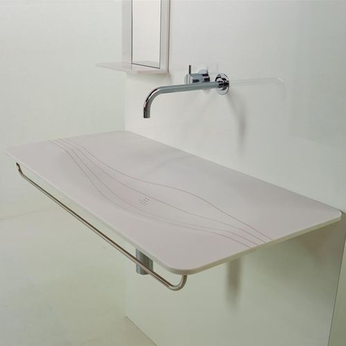 Lavabo sospeso - TATOO - Rapsel International Srl - in Corian® / con specchio regolabile / rettangolare