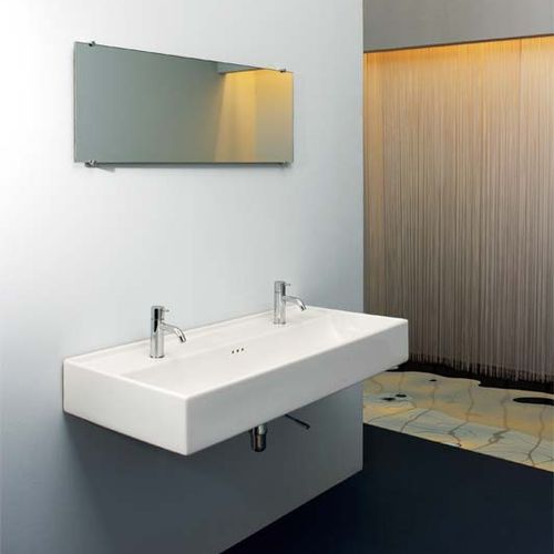 Lavabo sospeso - GRAND KANAL - Rapsel International Srl - in ceramica / con specchio regolabile / doppio