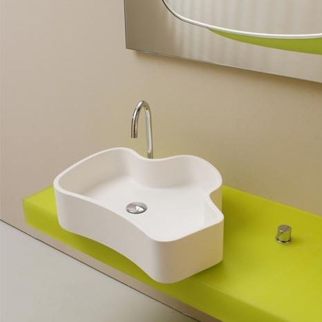 Lavabo da appoggio - MYLOS  - Rapsel International Srl - in Cristalplant® / con specchio regolabile / scultura