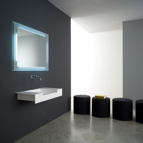 Lavabo sospeso - NAMI - Rapsel International Srl - in Corian® / con specchio regolabile / rettangolare