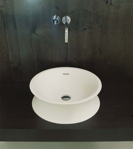Lavabo da appoggio - YO-YO - Rapsel International Srl - in pietra / con specchio regolabile / rotondo