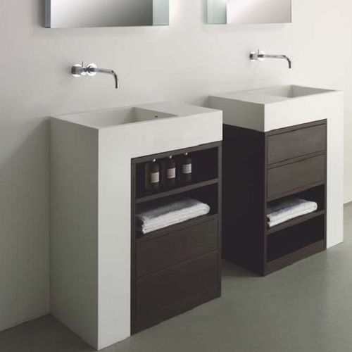 Mobile lavabo da appoggio - ELLE - Rapsel International Srl - in wengé / contemporaneo / con specchio