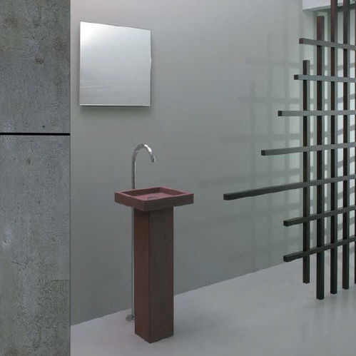 Lavabo autoportante - BARCELONA - Rapsel International Srl - in pietra / con specchio regolabile / quadrato