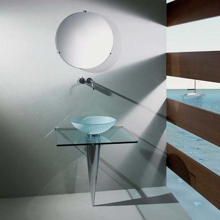 Lavabo da appoggio - OLIMPIA - Rapsel International Srl - in vetro / rotondo / contemporaneo