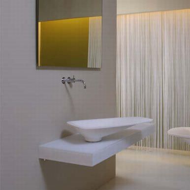 Lavabo da appoggio - KEA  - Rapsel International Srl - in Cristalplant® / con specchio regolabile / organico