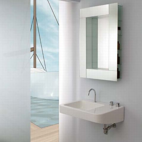 Lavabo sospeso - MONTECATINI  - Rapsel International Srl - in ceramica / con specchio regolabile / rettangolare