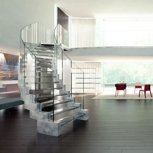 Scala elicoidale - COBRA GLASS - Siller Stairs - con gradini in vetro / con struttura in metallo / per uso residenziale