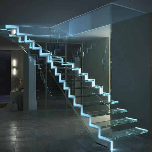 Scala con LED integrati - LONDRA LED - Siller Stairs - a U / con gradini in vetro / con struttura in vetro