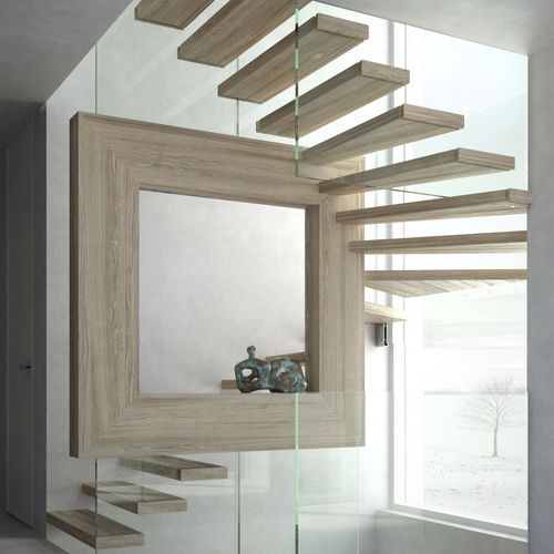 Scala a U - MISTRAL MAGIC - Siller Stairs - con gradini in quercia / con struttura in vetro / per uso residenziale