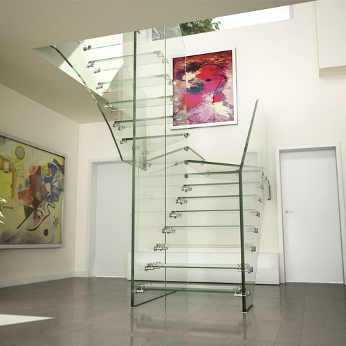 Scala dritta - MISTRAL ALL GLASS - Siller Stairs - a U / con gradini in vetro / con struttura in vetro