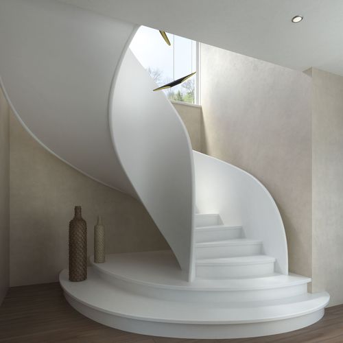 Scala elicoidale - TORNADO CORIAN - Siller Stairs - con gradini in composito / per uso residenziale / contemporanea