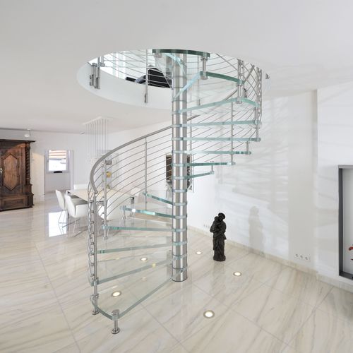 Scala a chiocciola - SCIRIA CLARITY - Siller Stairs - con gradini in vetro / con struttura in metallo / per uso residenziale
