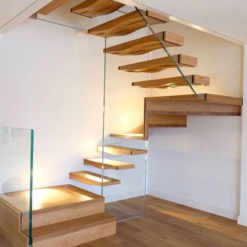 Scala a U - WAVE BLOCK - Siller Stairs - con gradini in quercia / per uso residenziale / contemporanea