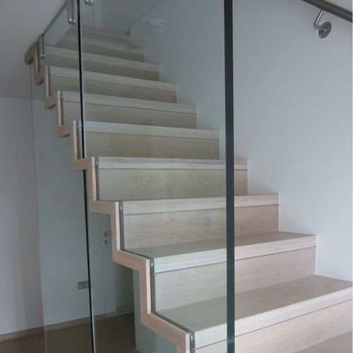 Scala dritta - ZIGZAG SLIM - Siller Stairs - con gradini in quercia / con struttura in vetro / per uso residenziale