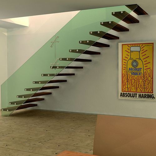 Scala dritta - MISTRAL - Siller Stairs - con gradini in legno / con struttura in vetro / per uso residenziale