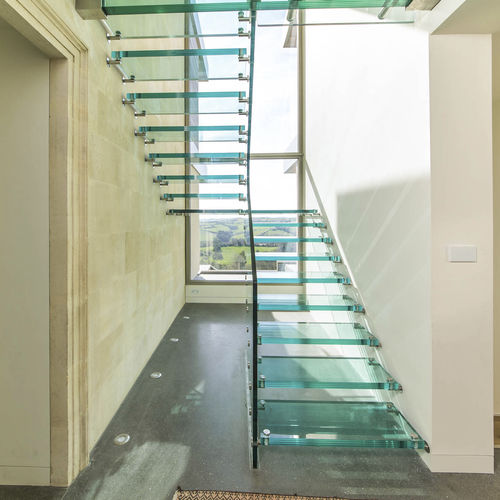 Scala a U - ALL GLASS - Siller Stairs - con gradini in vetro / in vetro / per uso residenziale