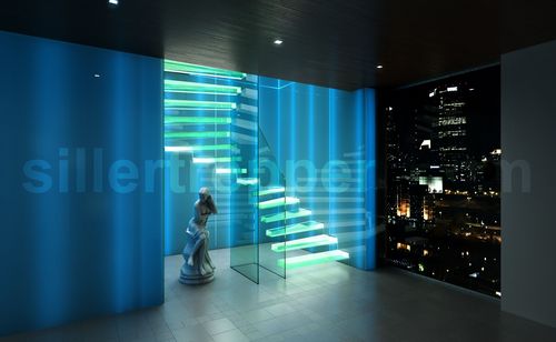 Scala a U - GHOST - Siller Stairs - con gradini in vetro / con struttura in vetro / contemporanea