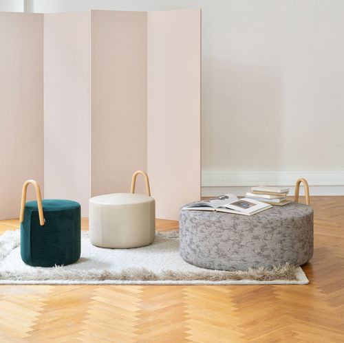 Pouf contemporaneo - AMSTELLE - Swedese Möbler - in tessuto / in pelle / in rovere