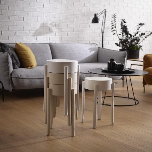 Sgabello design scandinavo - AVAVICK - Swedese Möbler - in faggio / impilabile / bianco