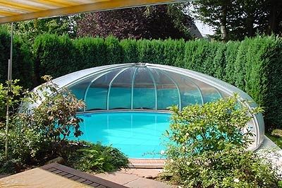Copertura per piscina alta - RUND - VÖROKA - telescopica / in alluminio / con azionamento manuale